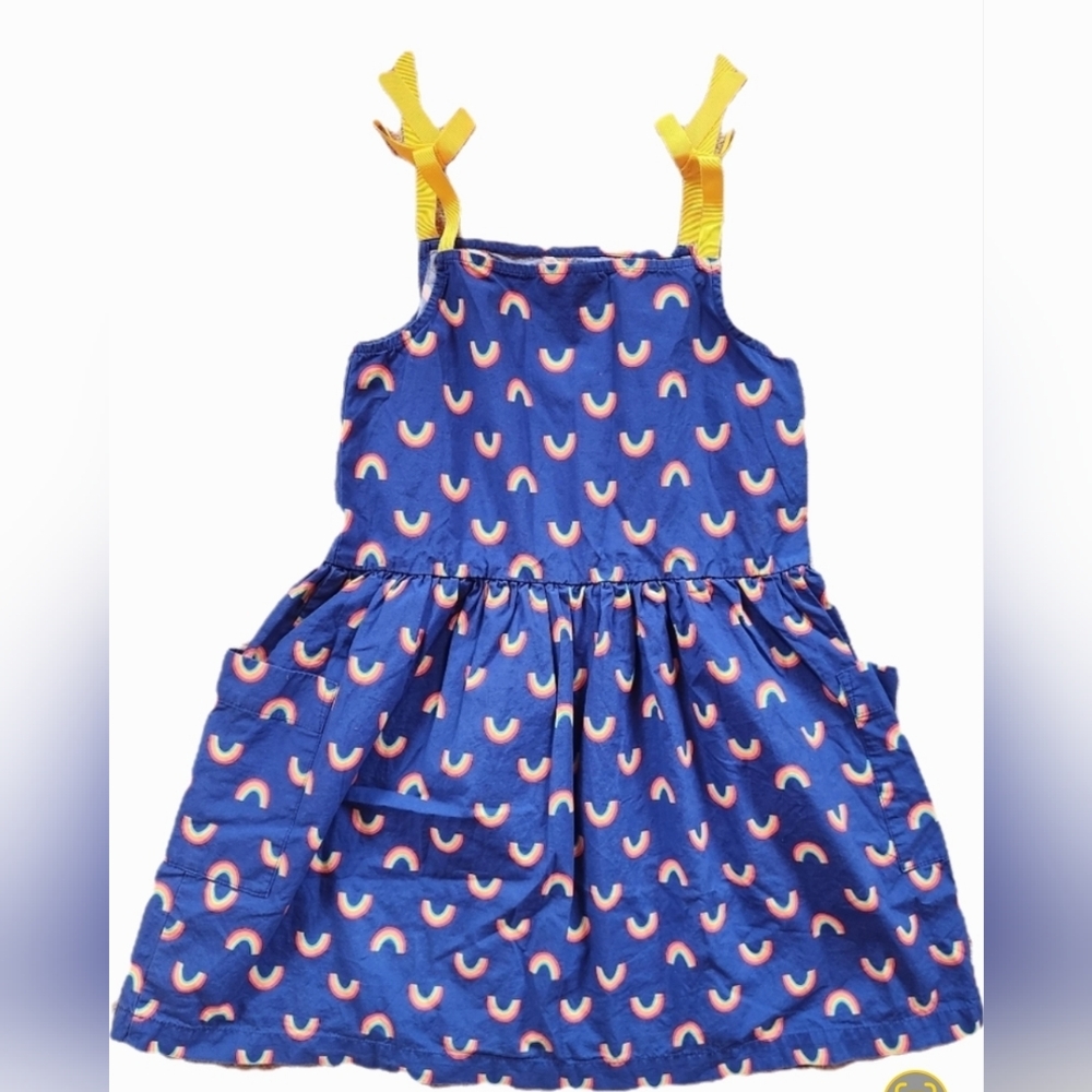 Hanna Andersdon Cotton Blue Sundress with Yellow Bow Straps